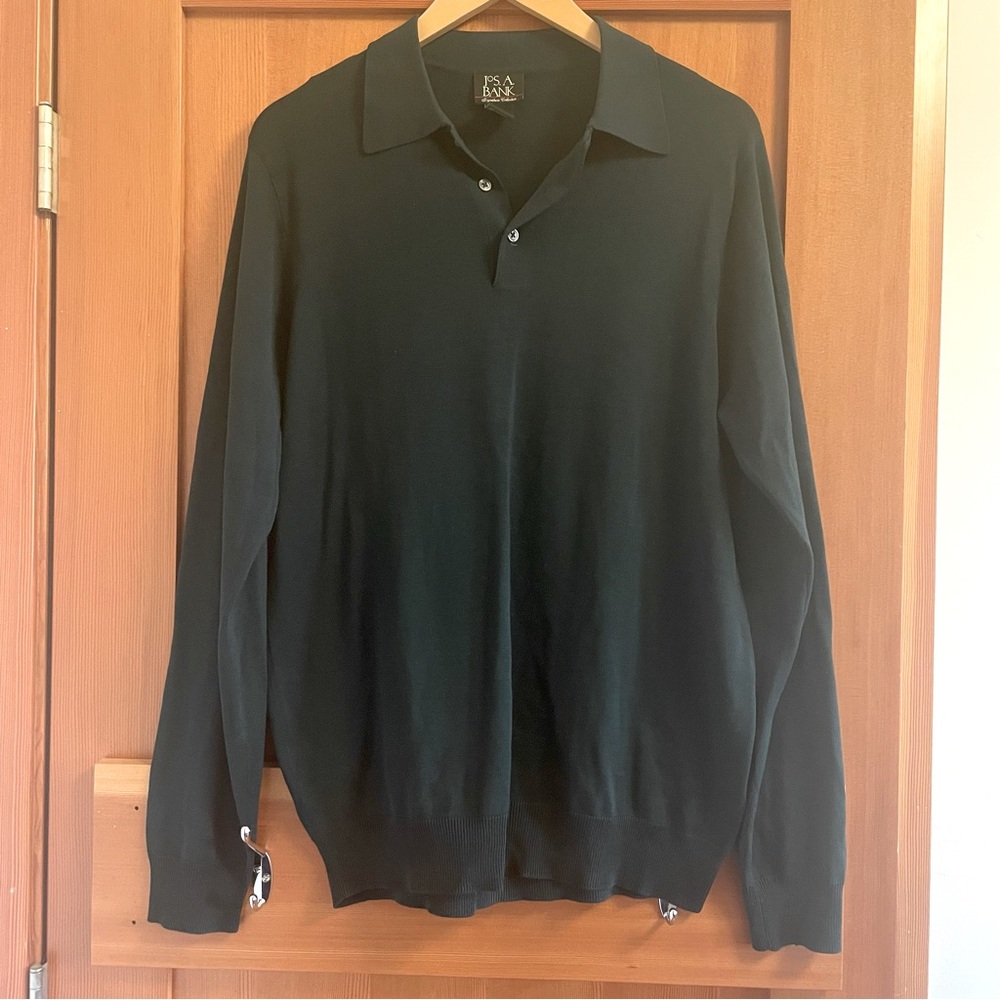 Green silk men’s long sleeve shirt